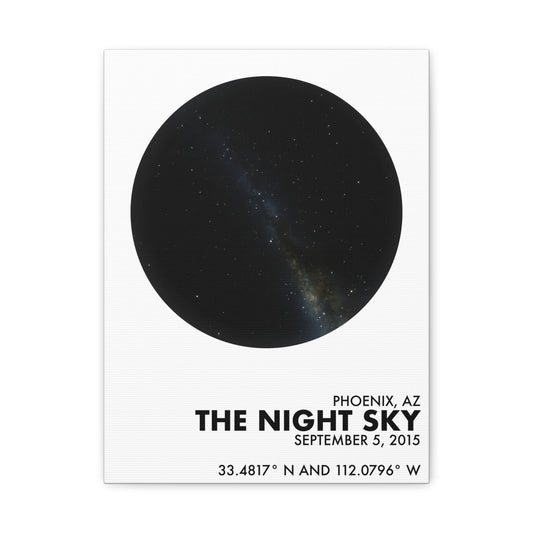 Customizable Night Sky — Canvas Print, Black on White