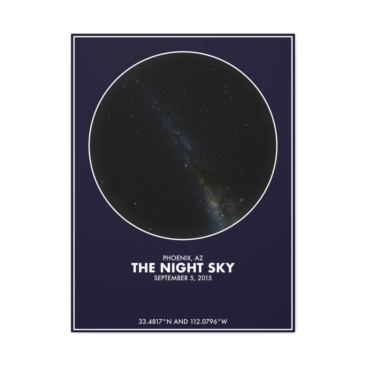 Customizable Night Sky — Canvas Print, White on Indigo