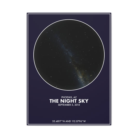 Customizable Night Sky — Canvas Print, White on Indigo