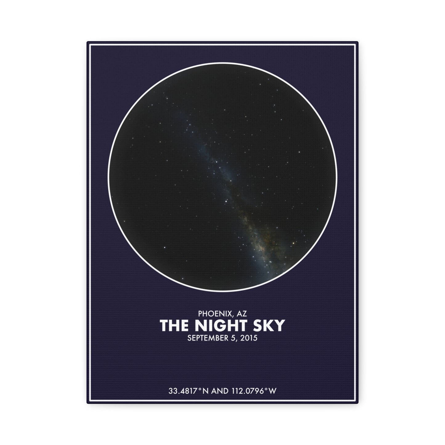 Customizable Night Sky — Canvas Print, White on Indigo