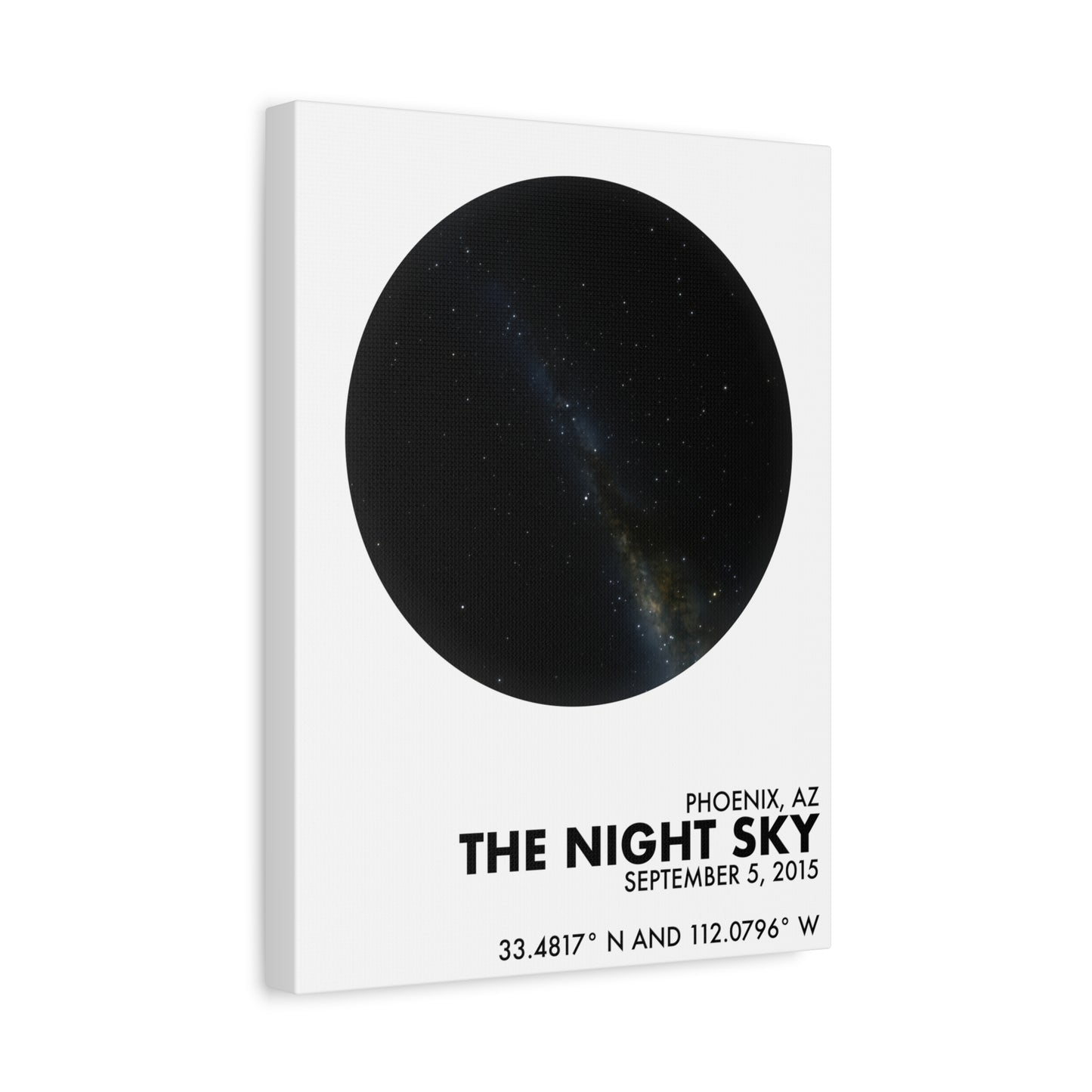 Customizable Night Sky — Canvas Print, Black on White
