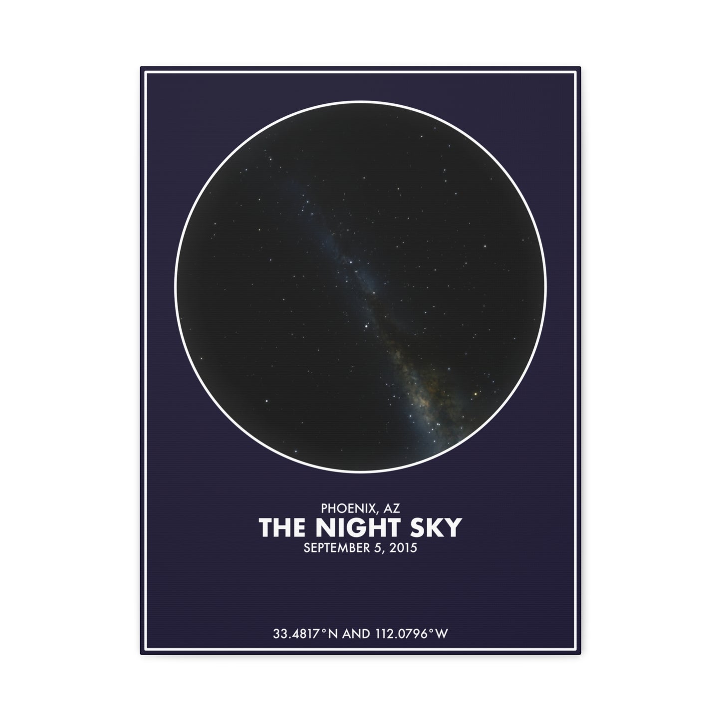Customizable Night Sky — Canvas Print, White on Indigo