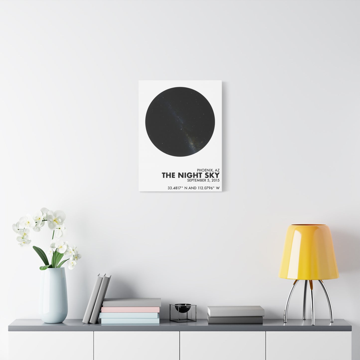 Customizable Night Sky — Canvas Print, Black on White