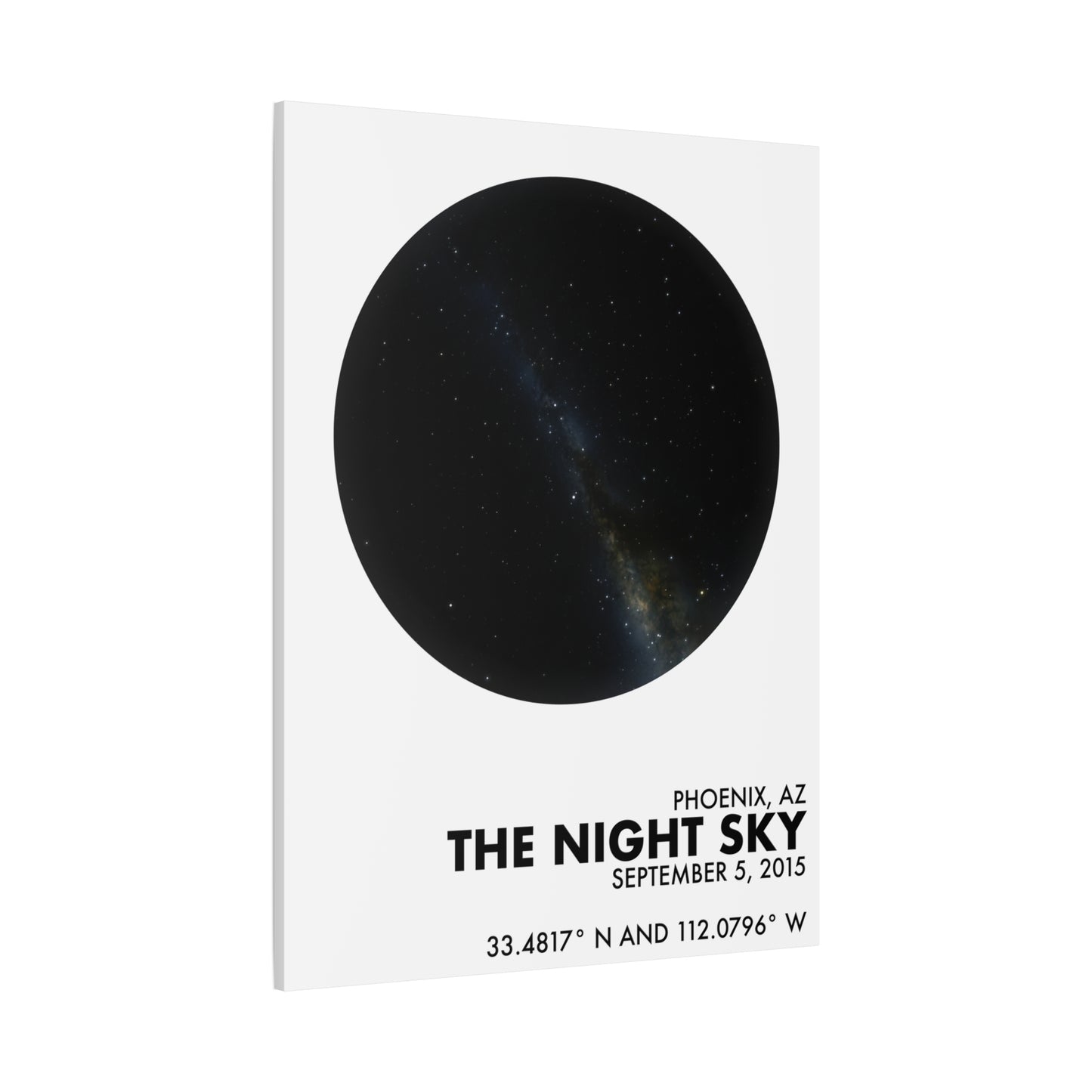 Customizable Night Sky — Canvas Print, Black on White